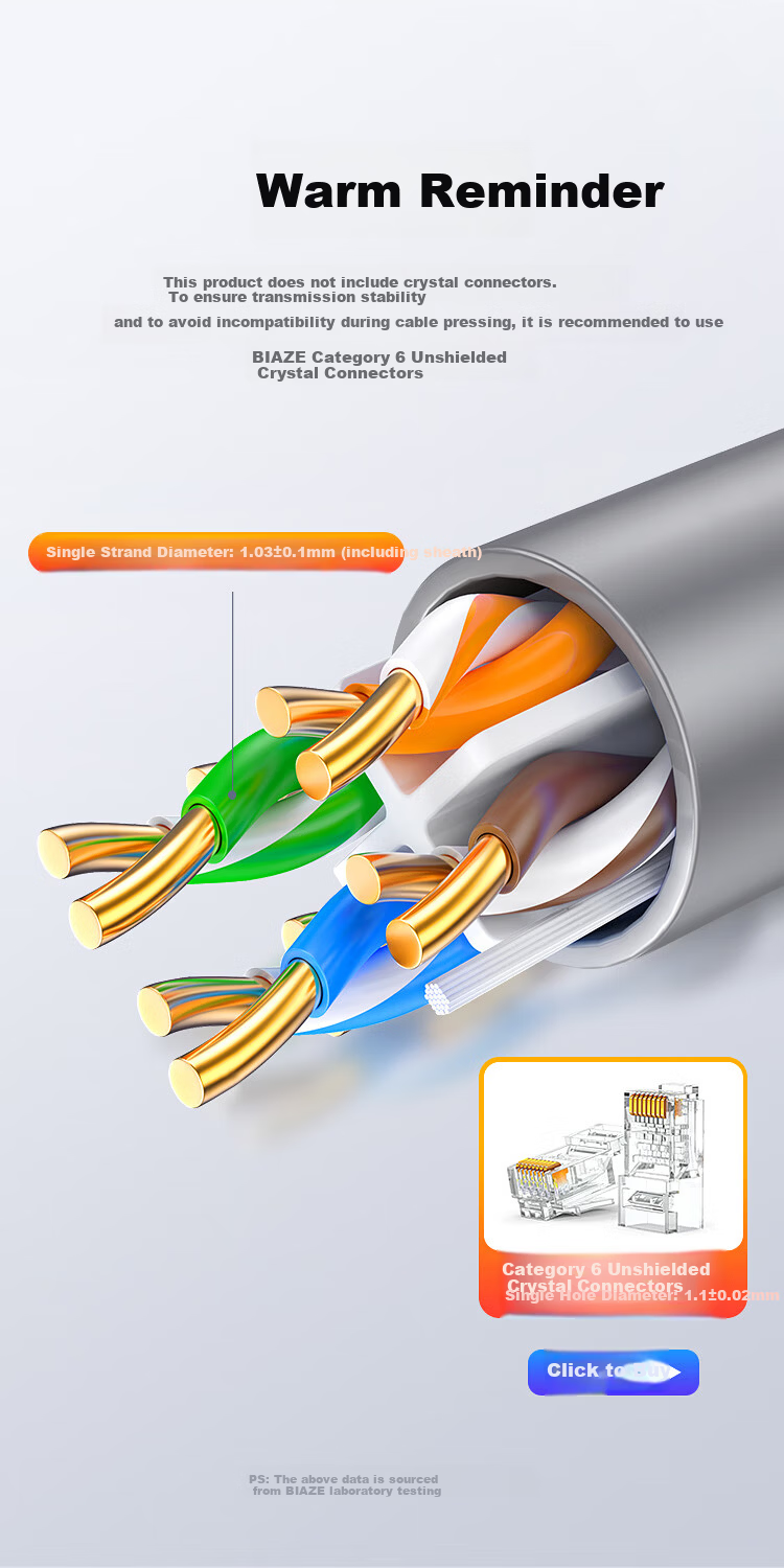 BIAZE Original CAT5e Ethernet Cable [Engineering Version], Pure Copper Core, Comprehensive Wiring, POE Power Supply, Unshielded Network Cable, Gray, 305 Meters Per Box 6