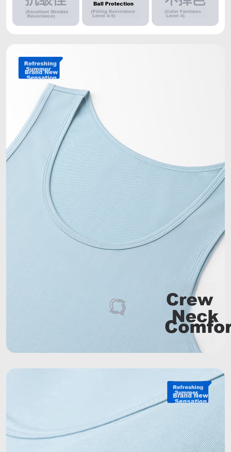 HLA Home 【Zui Huxi-Pro7】 Men's Sleeveless Vest Laisail Antibacterial Cooling Basic Thin Undershirt 11