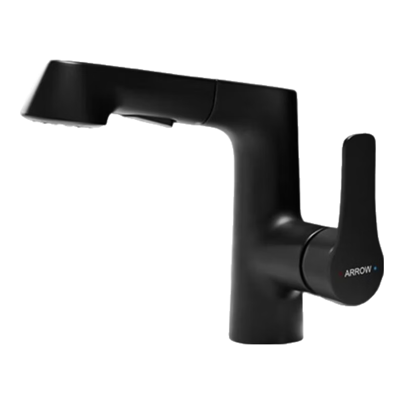 ARROW YJ Minimalist Brass Pull-Out Black Basin Faucet Multi-Mode Hot and Cold Water Bathroom Sink Faucet