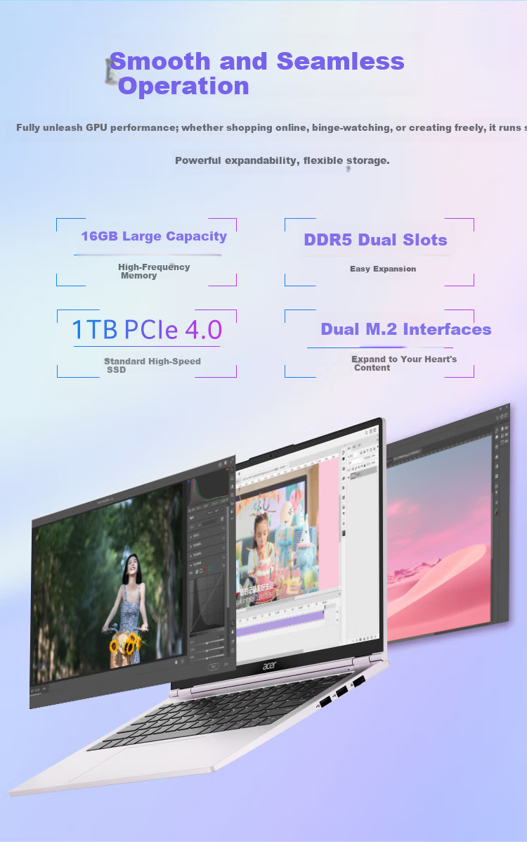 Acer Extraordinary Go Pro 14-Inch Thin And Light Laptop for Office Work And Students (Core C5-210H, 16GB RAM, 1TB Storage, 2.8K Display) Gray 9