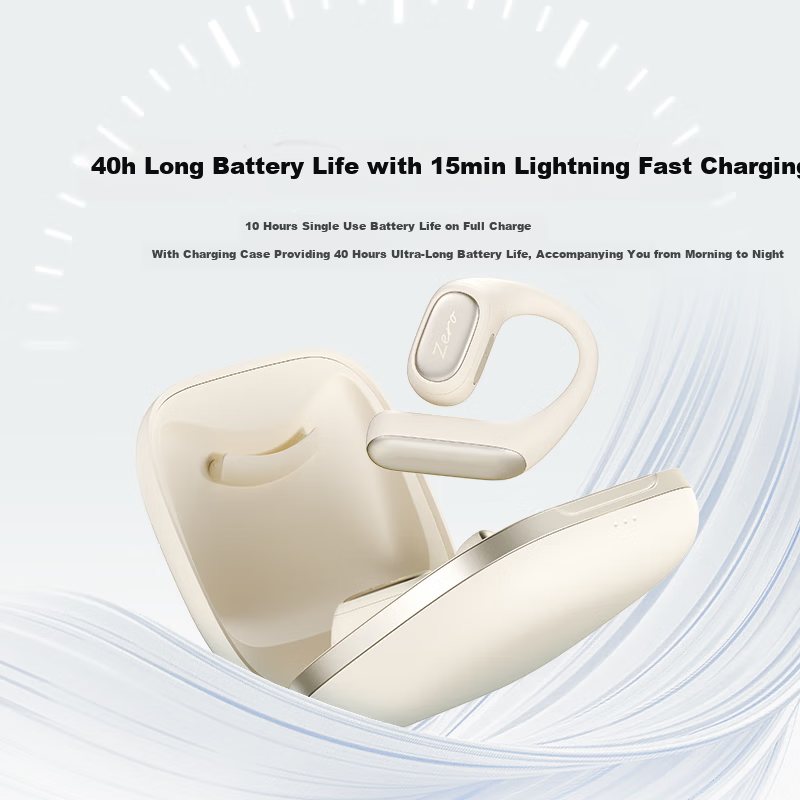 EDIFIER Zero Open Open-Ear True Wireless Bluetooth Earphones, Ear-Hook Design, Long Battery Life, Comfortable Fit, Compatible with Apple, Huawei, Xiaomi, Moonlight White