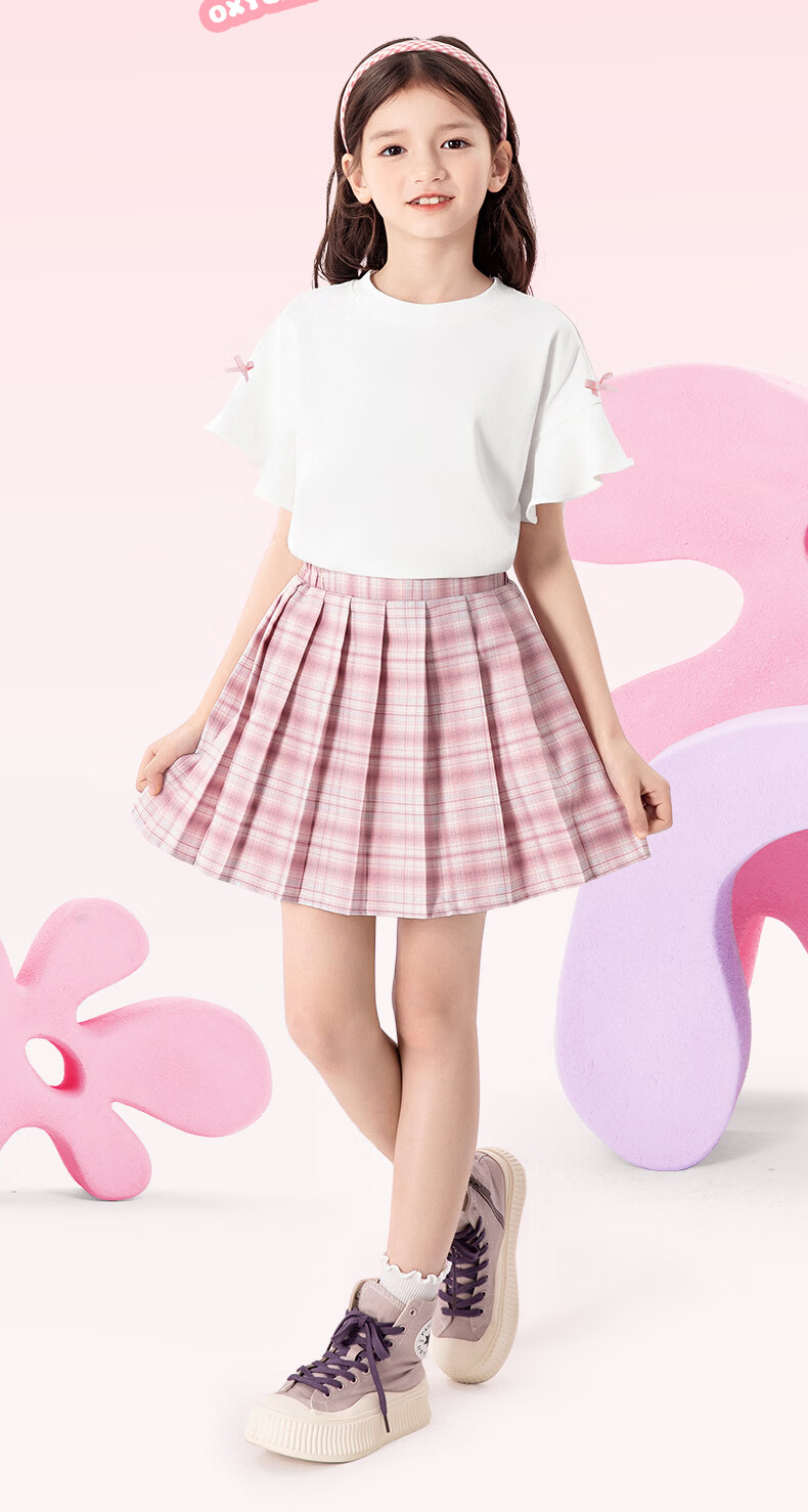 Mark Fairwhale Pleated Skirt Girls Short Skirt School Style Summer 2026 New JK Skirt Children's Sports Skirt White 130 3