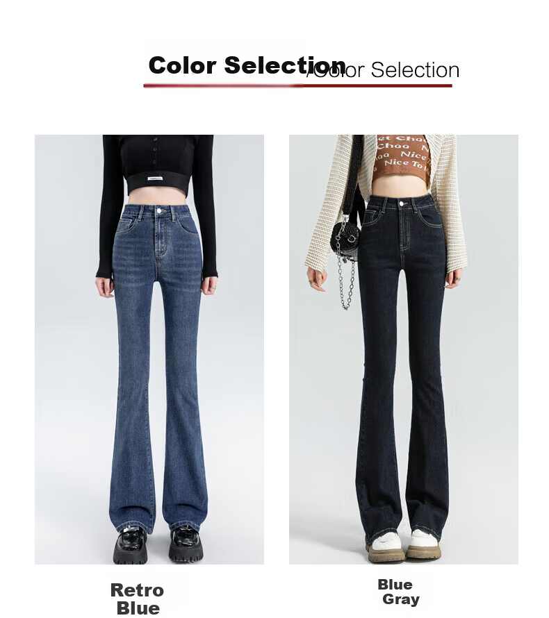Pierre Cardin Jeans for Women, Winter Slim-Fit Casual Waist-Cinching Versatile Loose-Fit Heightening Micro-Flared Pants, Light Blue XL Size 6