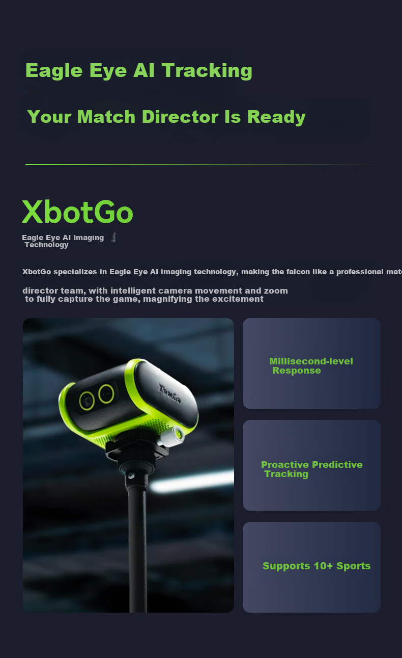 XBOT GO Falcon Court Camera Falcon Event-Grade AI Auto-Tracking Camera Professional Live Recording Device for Soccer and Basketball Training - Green 9