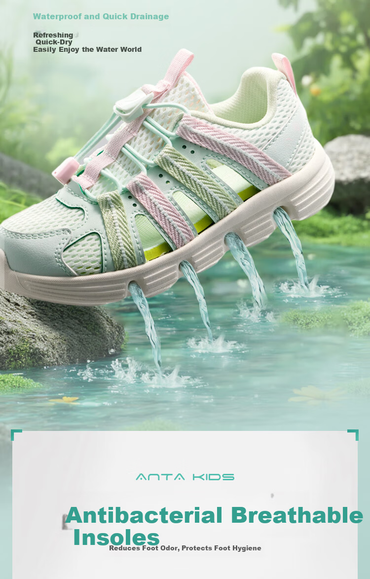 Anta Kids Girls Summer 2026 Breathable Lightweight Water Shoes Sandals A22629906 16