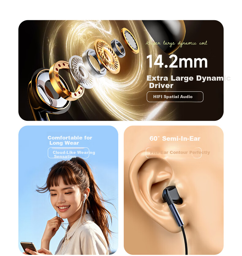 BIAZE Mobile Phone Headphones, Type-C Interface Karaoke Wired Headphones with Microphone, Multiple Sound Effects, Headphone Amplifier for Monitoring And Decoding, Conference And Live Streaming E34 2