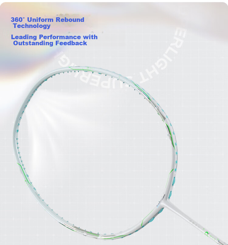 Kawasaki Badminton Racket, Full Carbon Single Racket, 6U Ultra-Light Offensive Type Alpha Light Cloud White And Gray (Pre-Strung) 10