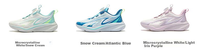 ERKE Kids Breathable Sports Shoes Boys and Girls Children's Cushioning Durable Running Shoes Microcrystalline White/Snow Cream/Aqua Green Size 36 38