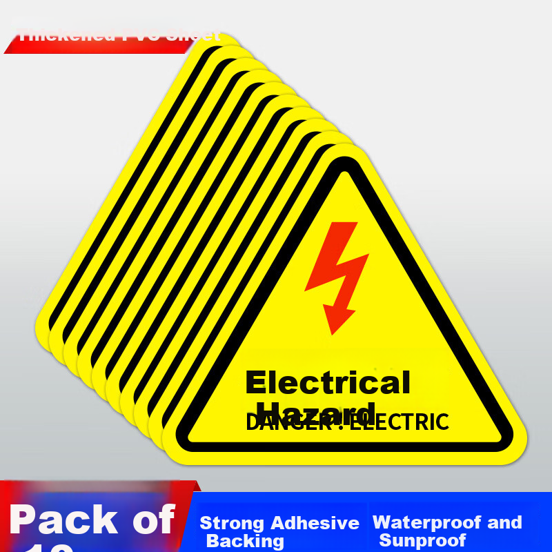 AimoHui Electric Hazard Warning Stickers 10pcs PVC Electric Danger Warning Labels 12cm x 12cm