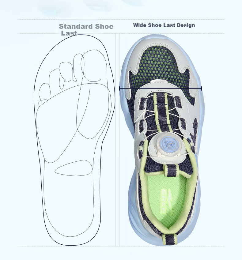 ERKE Kids Unisex Sports Shoes Summer Breathable Mesh Sandals Snow Cream/Microcrystalline White/Fresh Mint Size 33 9