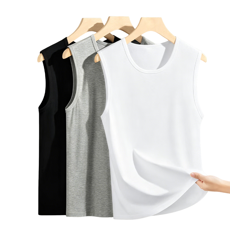 Langsha Ice Silk Modal Men's Vest 2026 New Summer Breathable Sports Fitness Wide Shoulder Sleeveless Thin T-Shirt