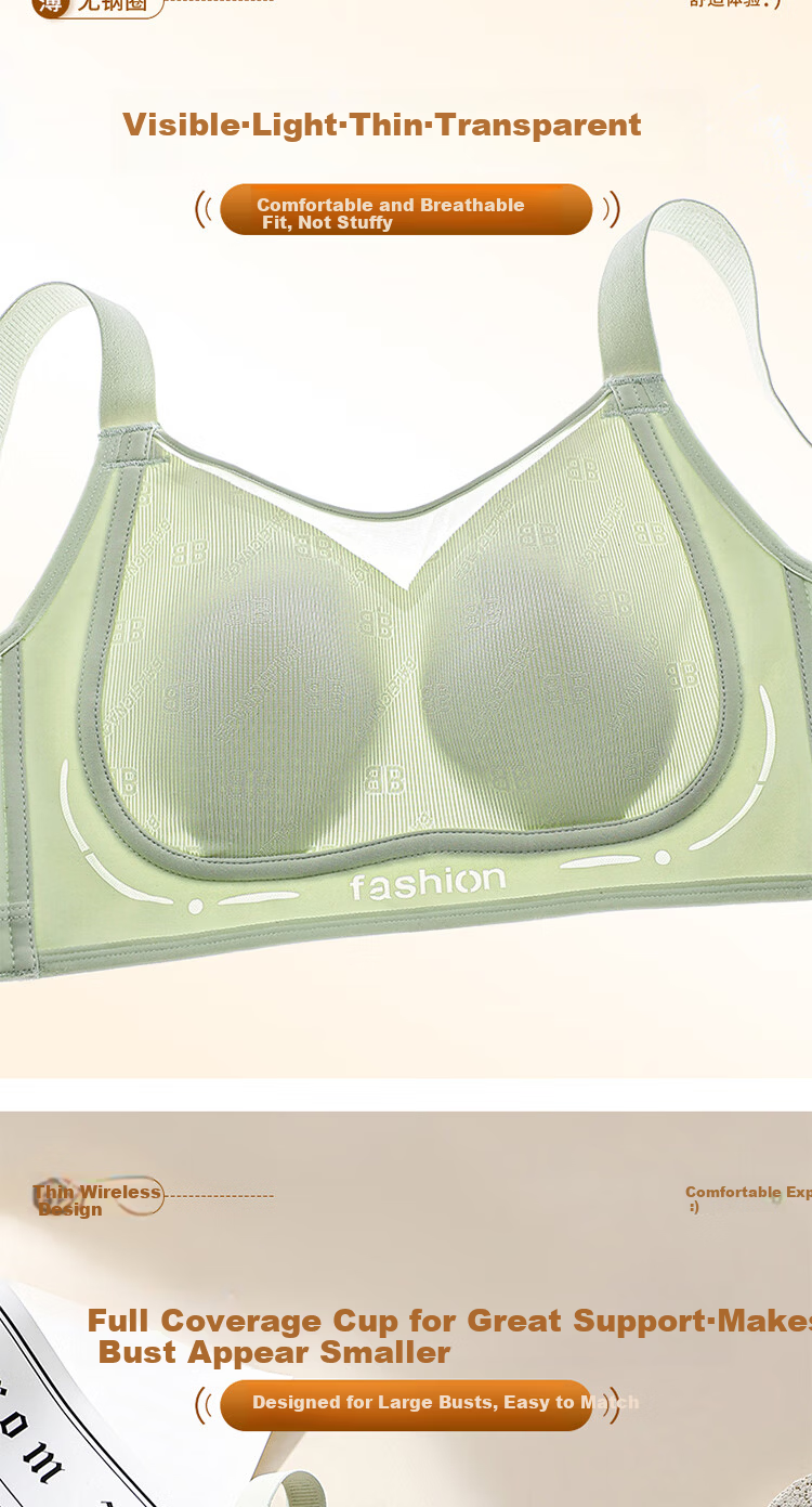 FINSEECH Strapless High Side Coverage Breast Shaping Thin Cup Bra Large Size Breathable Lingerie Mint Green 75BCD 11