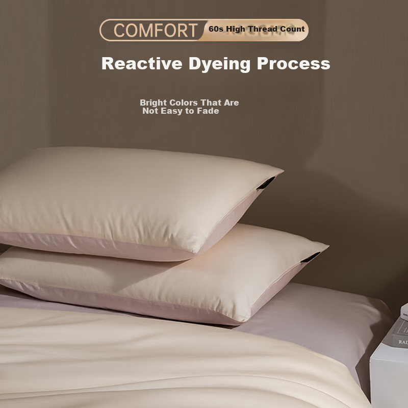 Wuyinliangpin Class A Pure Cotton Pillowcase, 100% Xinjiang Long-Staple Cotton, Pillow Cover, Pillow Insert Cover, Pillow Towel, 48x74cm, Single Piece, Apricot Pink