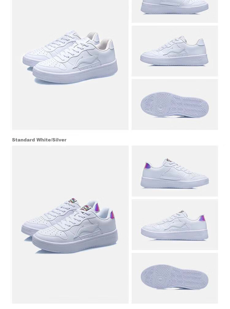 LI-NING Floating Boat Women's Low-Cut Comfortable Lightweight Breathable White Sneakers Classic Casual Fashion Everyday Versatile Skate Shoes for Women 5