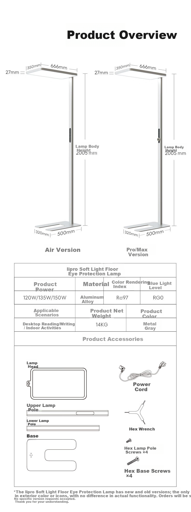 Lipro Vertical Eye Protection Lamp Children's Study Reading Desk Lamp Smart Control Full Spectrum Floor Lamp Air 17