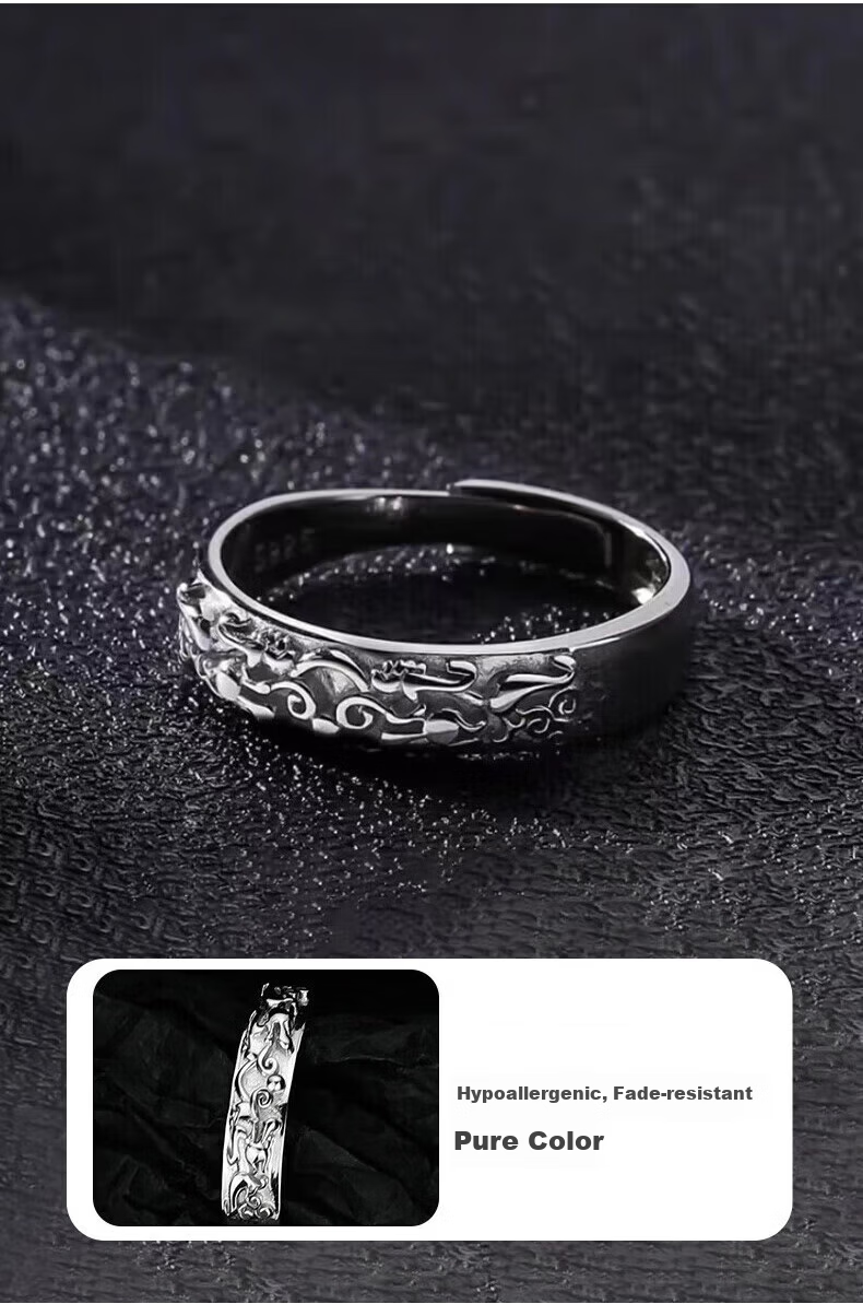 Zhoubaifu Pure Silver Solitary Star Ring for Men, Elegant Luxury Ring, Birthday Christmas Gift for Boys 7