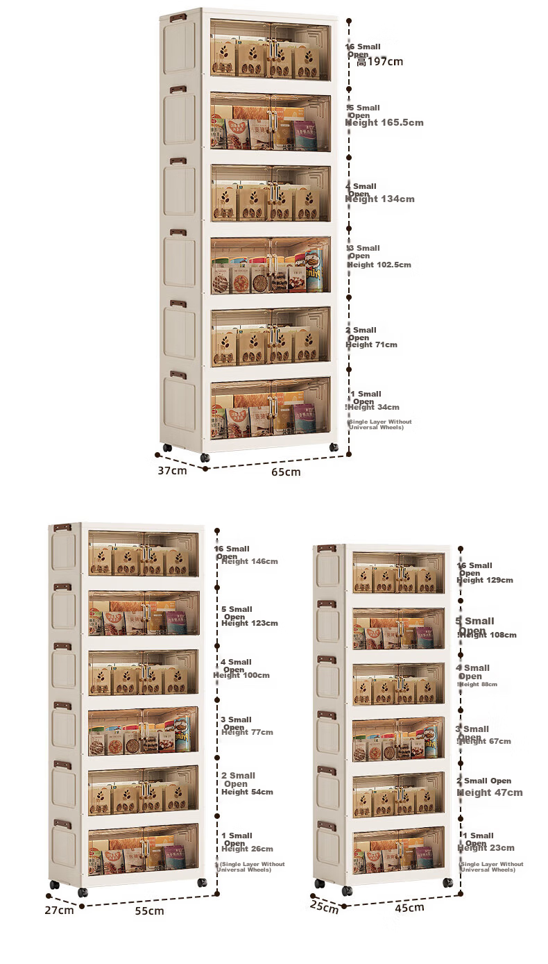 Quanpinwu Storage Cabinet Wardrobe Storage Cabinet No Assembly Snacks Toys Organizer Kitchen Thickened Foldable Mobile Multi-layer 8