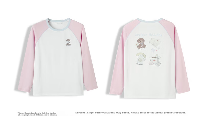 TonLion 2026 Spring Women's Long Sleeve T-Shirt Colorblock Raglan Sleeve Cartoon Bear Print Fashion Korean Style Outerwear Base Layer 2