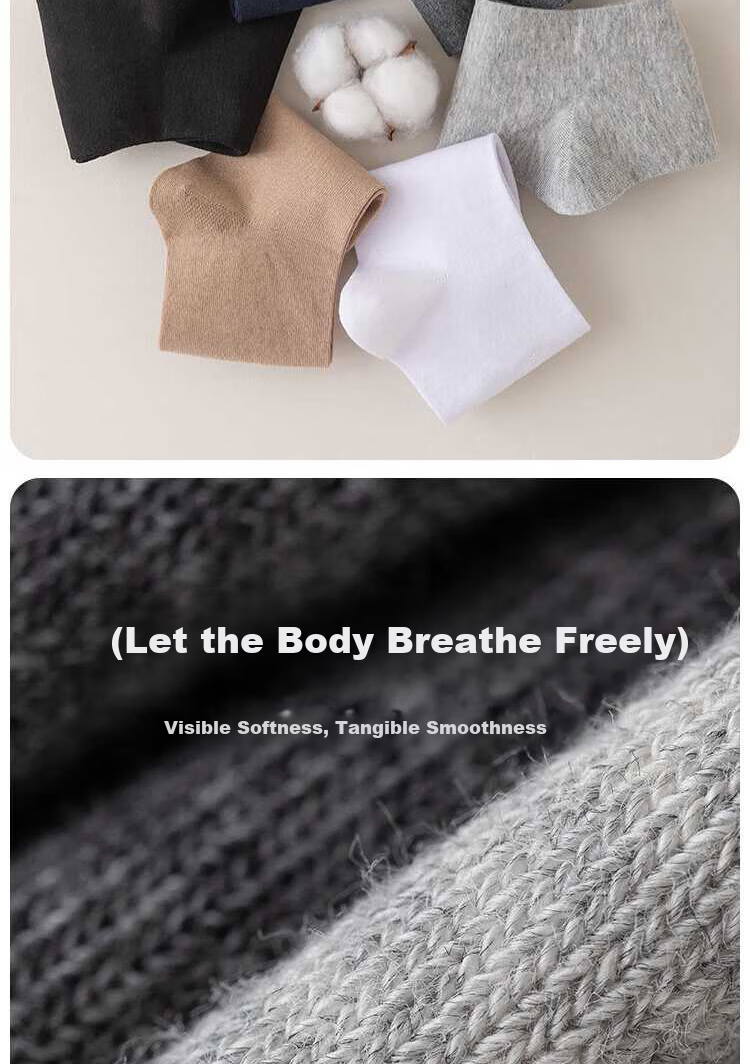 Yaya Men's Summer Socks [100% Cotton + 10A Antibacterial] Odor-Resistant, Sports Casual, Durable, Breathable Mid-Calf Socks 5