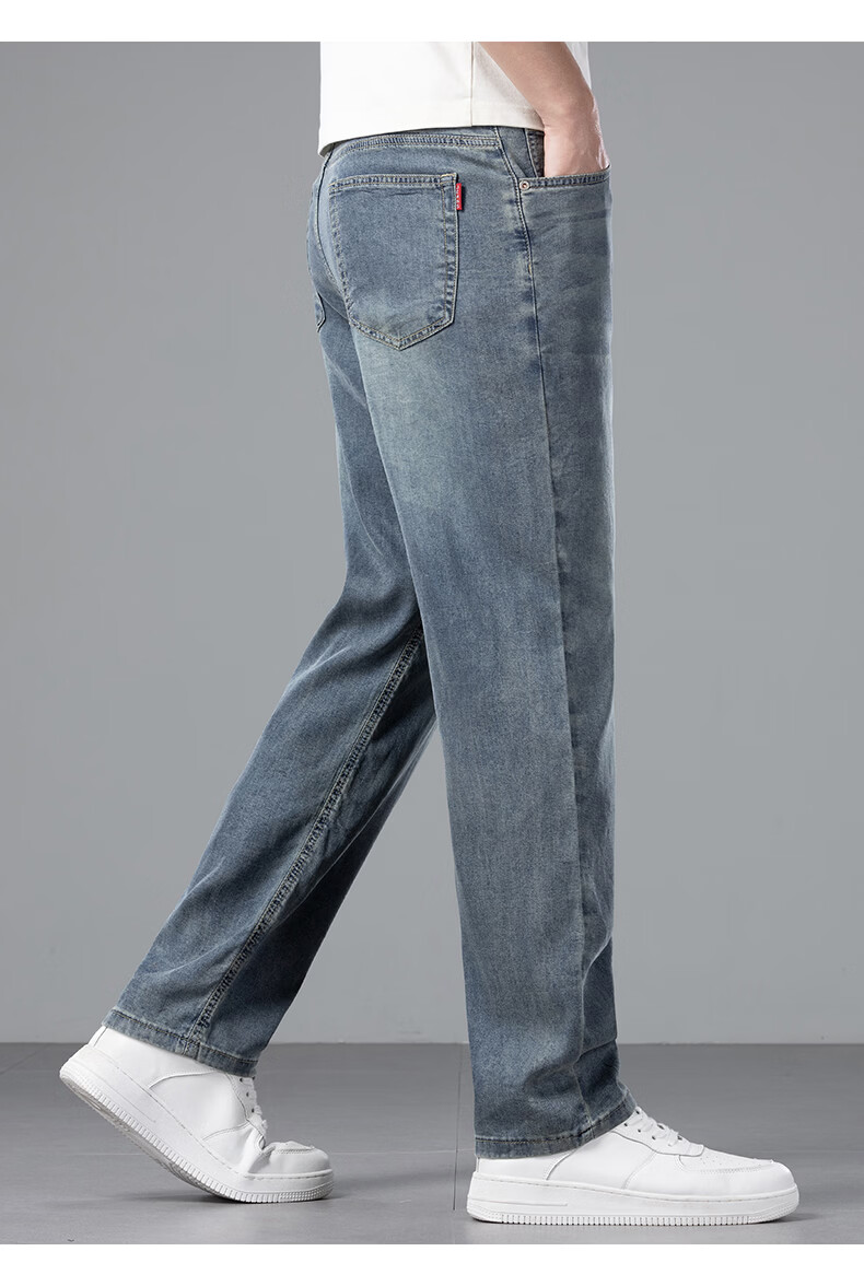Zengzhi Denim Men's Jeans Summer Stretch Comfortable Breathable Straight-Leg Versatile Pants Vintage Blue 29 10
