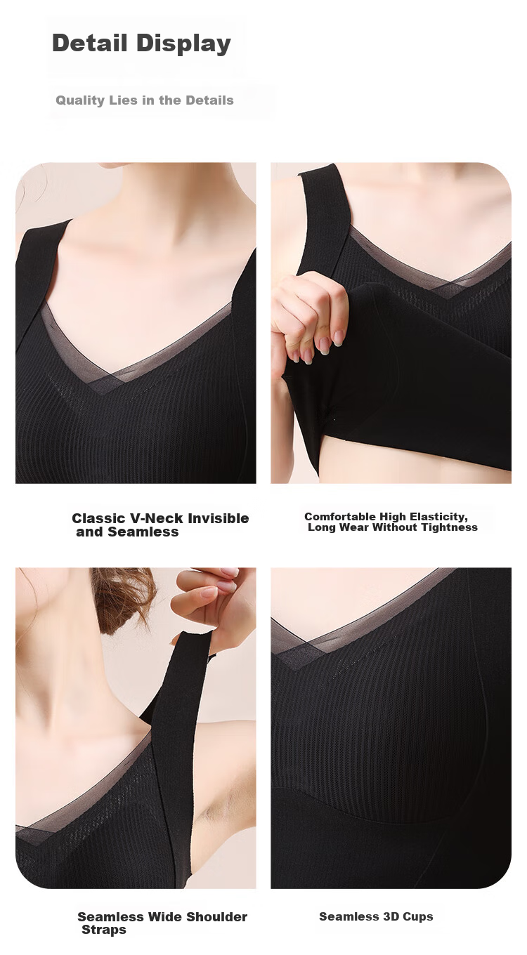 MiiOW Women's Thermal Vest with Built-In Bra Pads, Silk Lingerie, Ribbed Lace Autumn And Winter Camisole, No Bra Needed, Gray, XL 4
