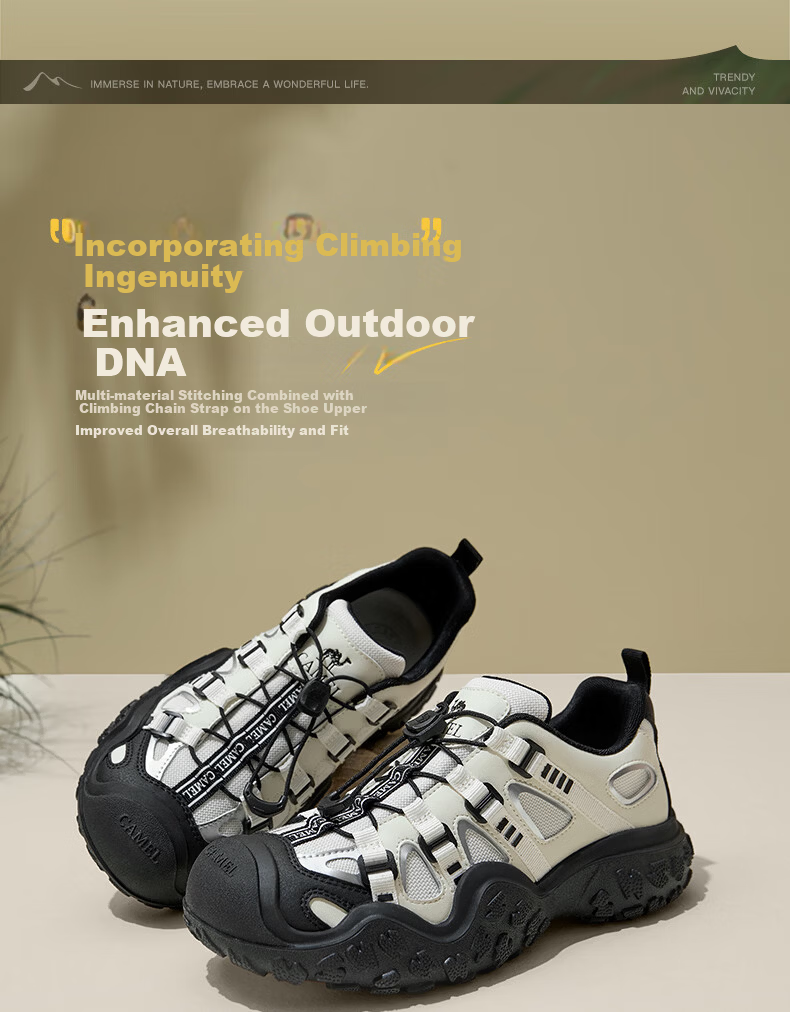 CAMEL Ugly Cute Patchwork Thick Sole Outdoor Casual Hiking Shoes L16S076038 Off-White/Black (Men's) 41 14