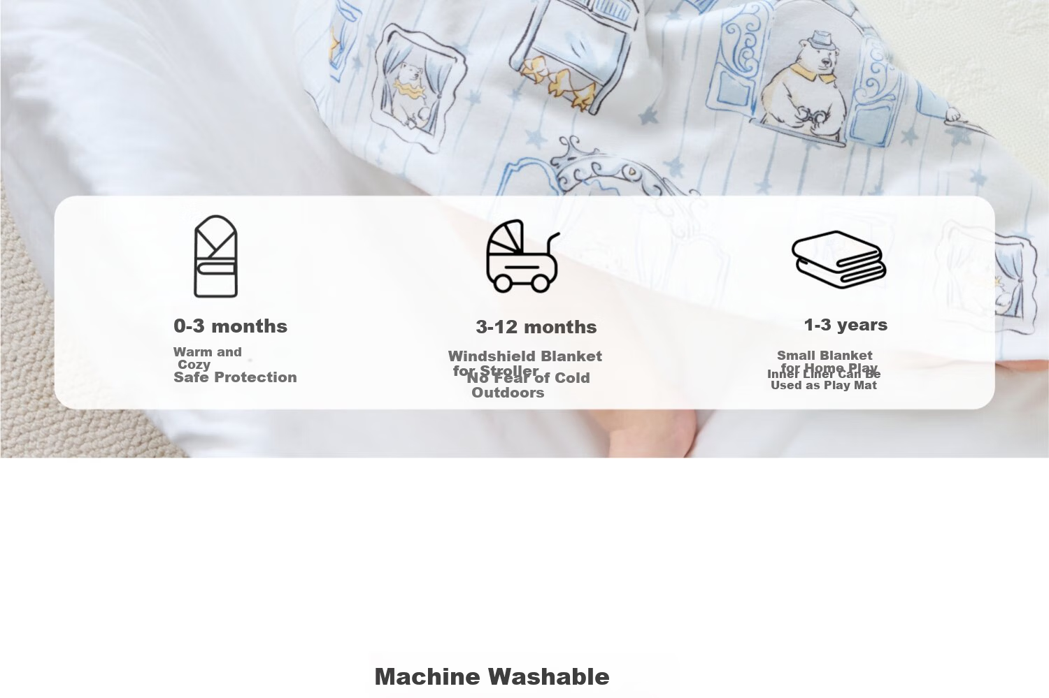 DOMIAMIA Baby Detachable Liner Swaddle Blanket Autumn Winter Newborn Universal Four Seasons Wrap 30