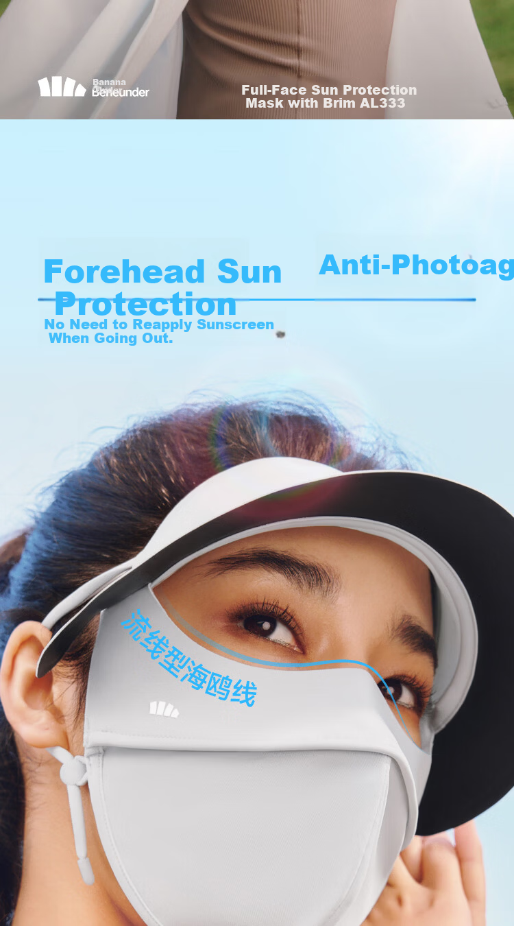 Beneunder Women's Full Face Sun Protection Swim Mask with Brim UV Protection Face Cover 5