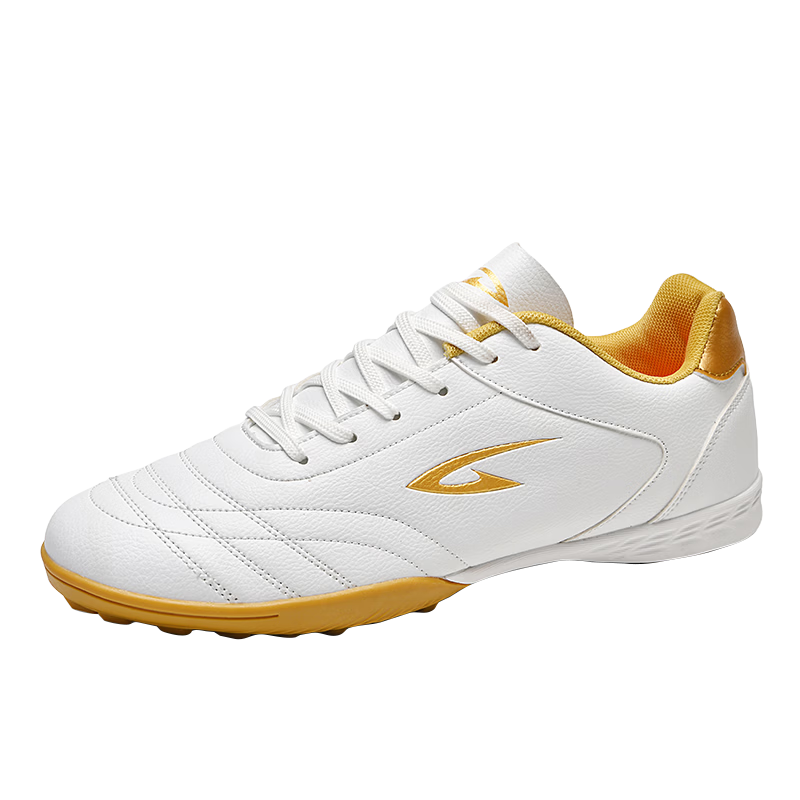 Delhui Football Shoes TF Turf Studs Unisex Youth Adult Non-Slip Wear-Resistant Field Grass Special White Gold 37