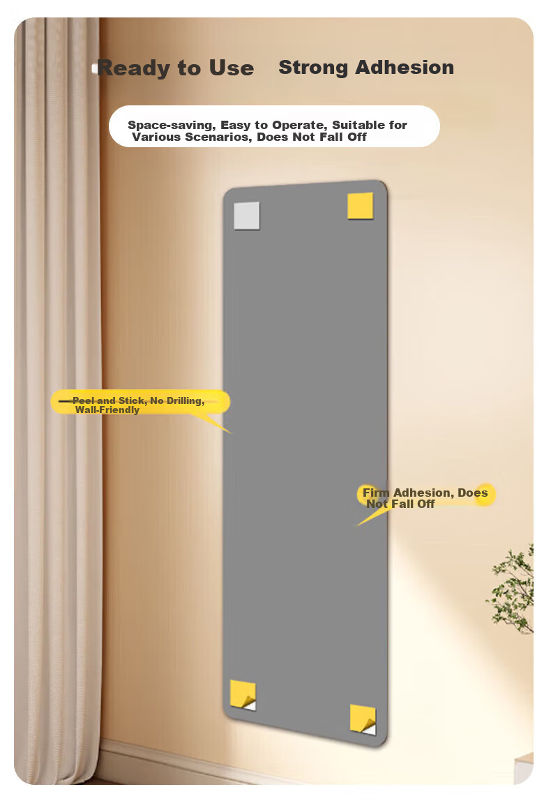 Millennium Huafu Acrylic Soft Mirror Full-Length Wall-Mounted Self-Adhesive Dressing Mirror for Dormitory Home 40*120cm 12