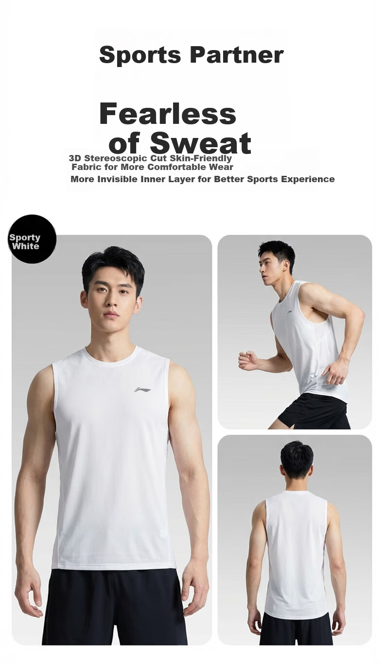 Li-Ning Sleeveless Sports Running Quick-Dry Vest for Men and Women Yoga Fitness Breathable Cool Base Layer Martial Arts M Black 8