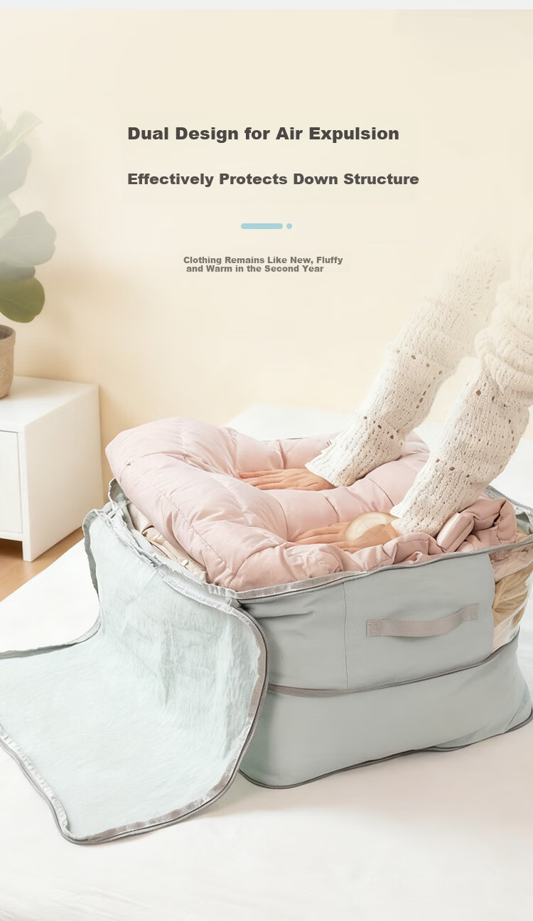 Samfolk Down Jacket Storage Bag XXL Large Visible Compression Seasonal Bedding Winter Clothes Cotton Quilt Organizer Bag Pink 4