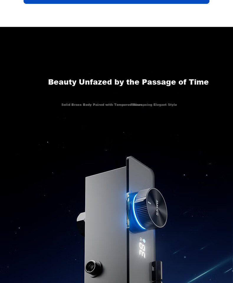 SSWW Shower Set Small Apartment Digital Display All-Copper Bathroom Split Simple Piano Key Pressurized Shower TS9 6