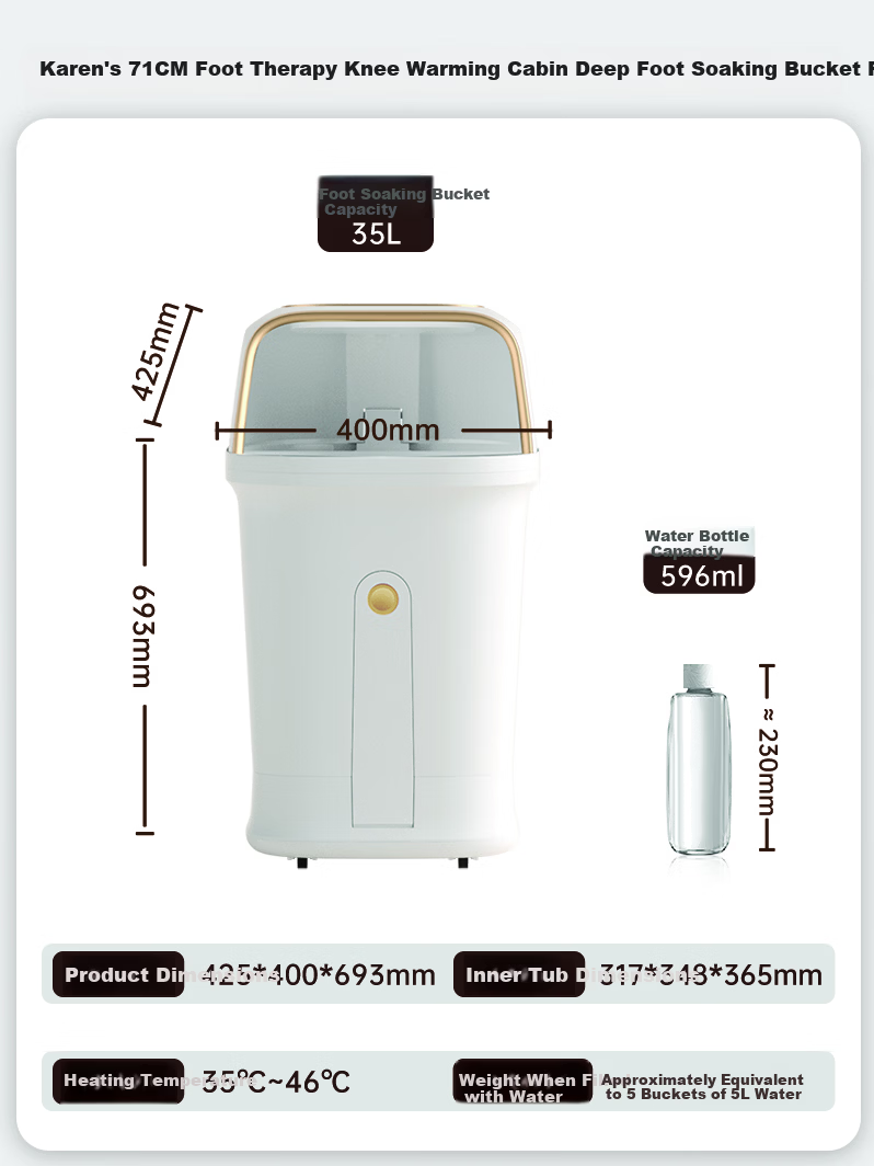 CLORIS Germany 71CM Deep Foot Soaking Tub with Over-Knee Steam Foot Bath, Fully Automatic Electric Massage Heating Foot Basin, Mother's Day Gift F988 45