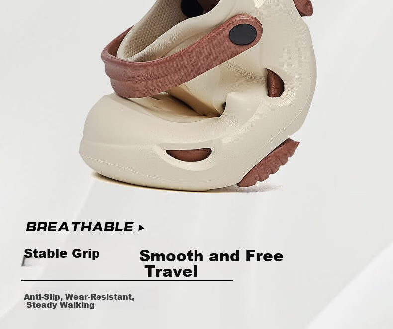 Huameijianbu Men's Outdoor Quiet Thick-Soled Non-Slip Beach Sandals with Perforated Design, HM2426 White And Black, Size 40-41 13