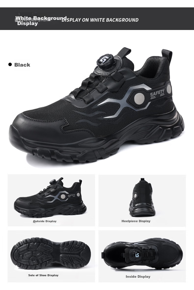 Jingtu Safety Shoes for Men, Summer Breathable Steel Toe Anti-Puncture Ultra-Light Work Boots F115BK Size 44 21
