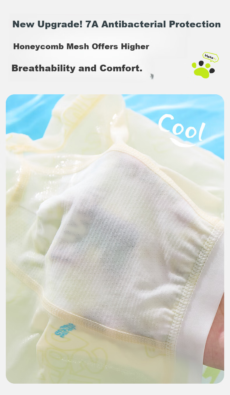 MiiOW Boys Ice Silk Underwear 3-Pack Children's Boxer Briefs Summer Thin Modal Breathable Boys' Mid-Length Underwear for Ages 6-12 3