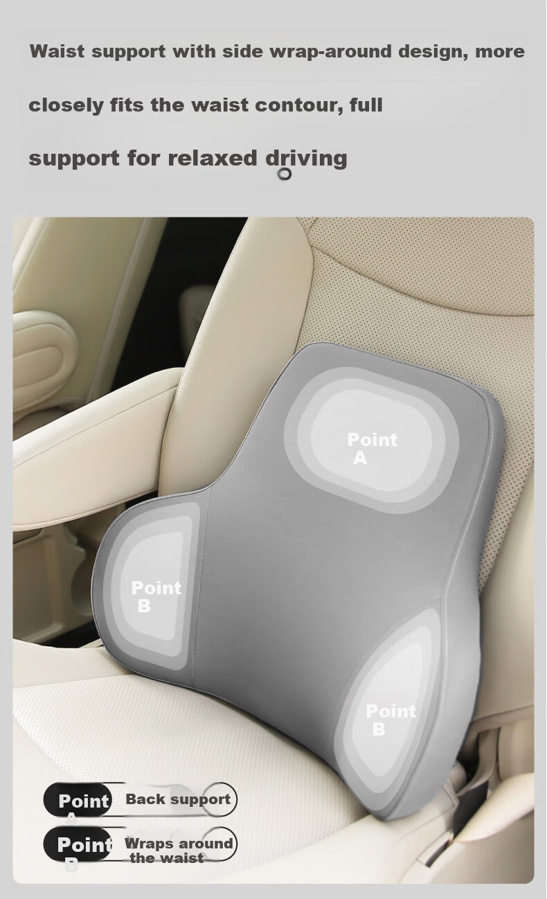 BIMLL Car Lumbar Support Pillow Cushion Backrest Pad for Driving Office Seat 7