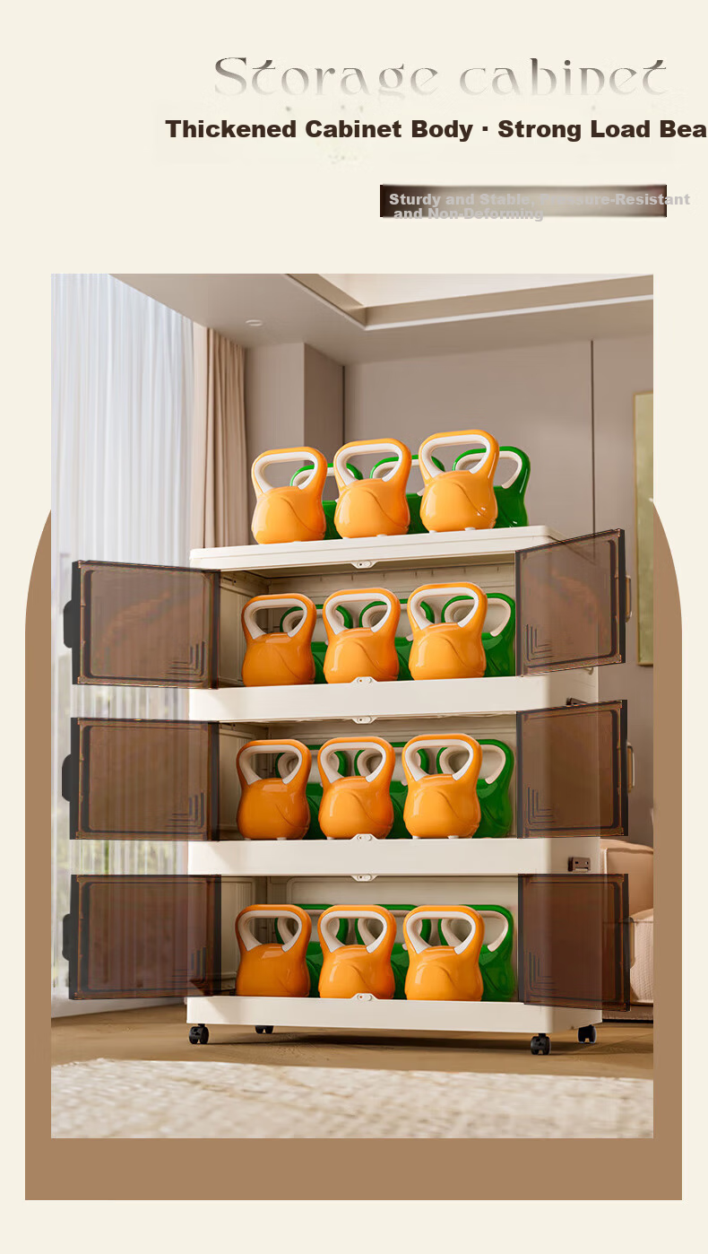 Quanpinwu Storage Cabinet Wardrobe Storage Cabinet No Assembly Snacks Toys Organizer Kitchen Thickened Foldable Mobile Multi-layer 4