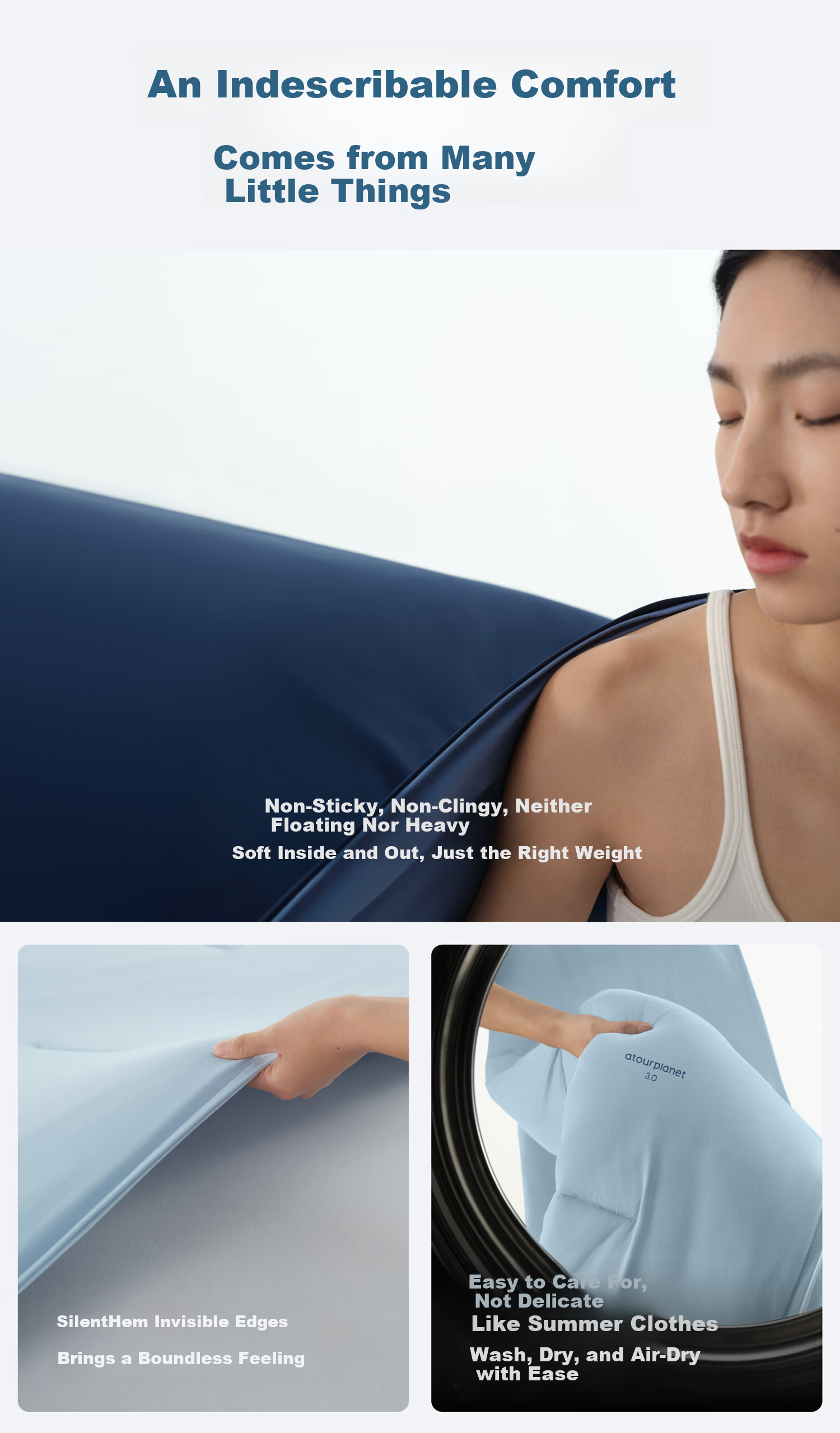 Atour Planet Deep Sleep Temperature Control Quilt Summer Pro 3.0 Cooling Quilt Air Conditioning Quilt Machine Washable Quiet Water Blue 2*2.3m 6