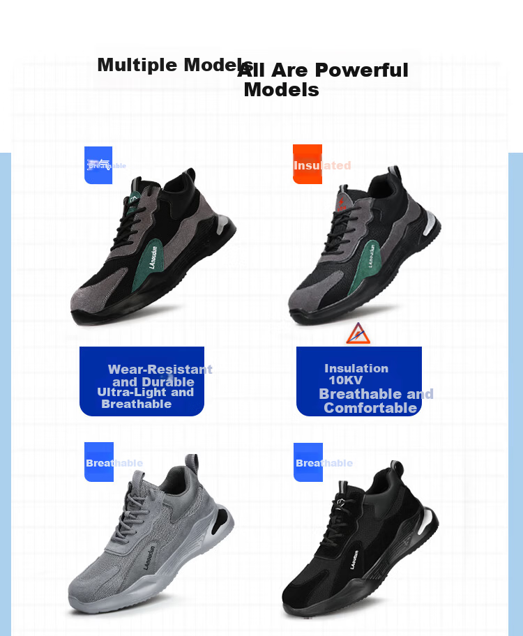 BlueOwl Shield Men's Summer Breathable Anti-Smash Steel Toe Anti-Puncture Safety Work Durable Construction Shoes 2132S Size 43 10