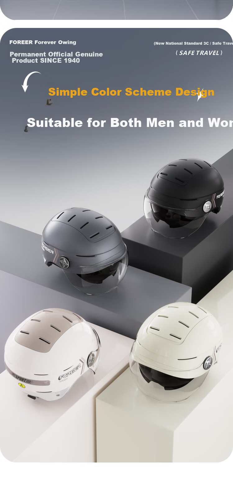 FOREVER 3C Certified Electric Scooter Helmet with Zero-Gravity Sunroof, Summer Motorcycle Half Helmet, Sunshade, UV Protection, Unisex Electric Bike Safety Helmet, Four-Season Helmet with Dual Mirrors 9