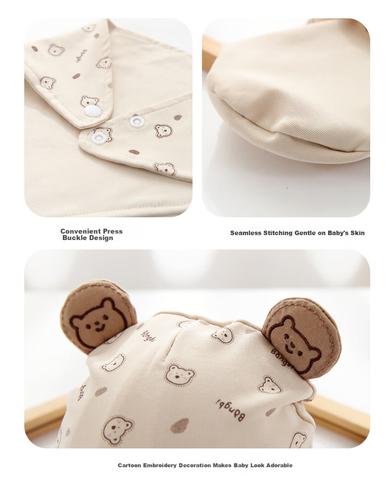 Benaxi Baby Hat Spring and Autumn Thin Newborn Soft Spot Cap Winter Ear Protection Pullover Cap Fetal Hat for Boys 12