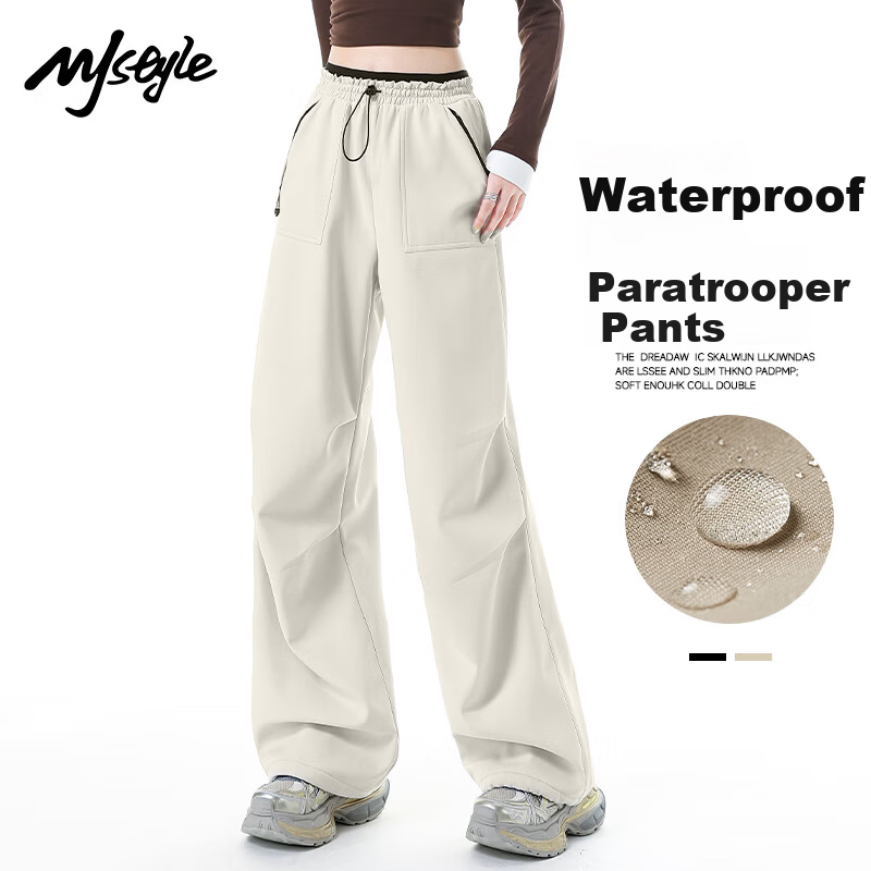MJ STYLE Women's Workwear Straight-Leg Pants 2026 Autumn Winter Fleece-Lined Warm Softshell Ski Outdoor Sports Wide-Leg Trousers