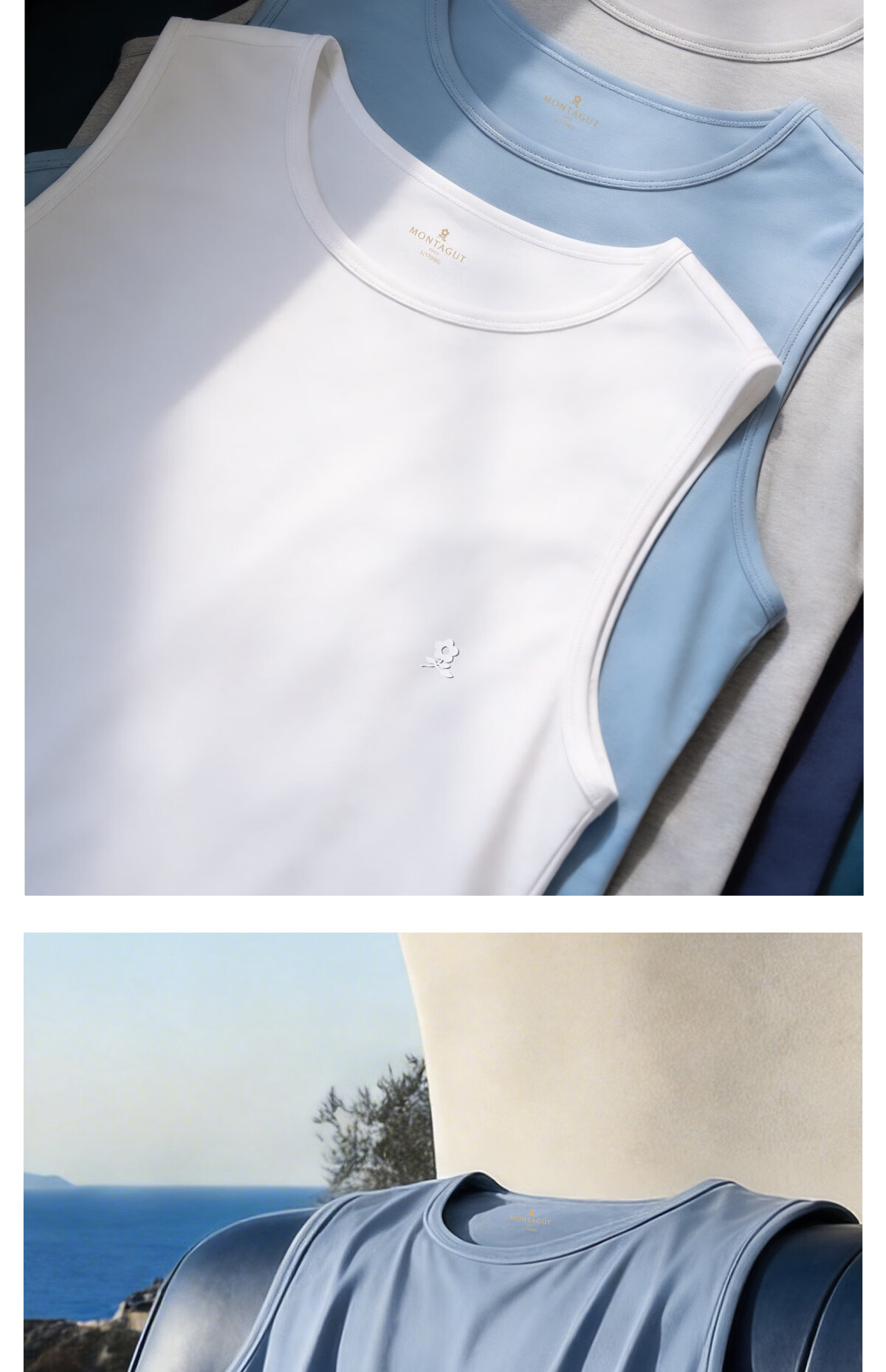 MONTAGUT 80s Modal Men's Vest Thin Base Layer Ice Silk Cooling Sports Undershirt Summer Tank Top 28