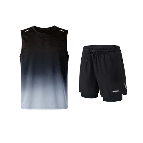 VICTORIATOURIST Men's Summer Sports Set Ice Silk Vest Quick-Dry Gym Basketball Badminton Training Running Gear