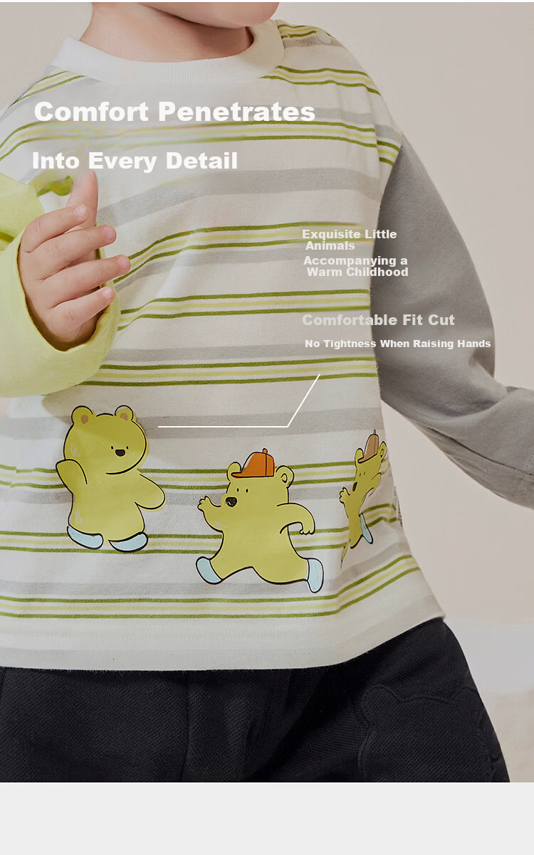 BALABALA 【balaOne】 Kids Long Sleeve T-Shirt Boys and Girls 2026 Spring Autumn Cotton Cute 3