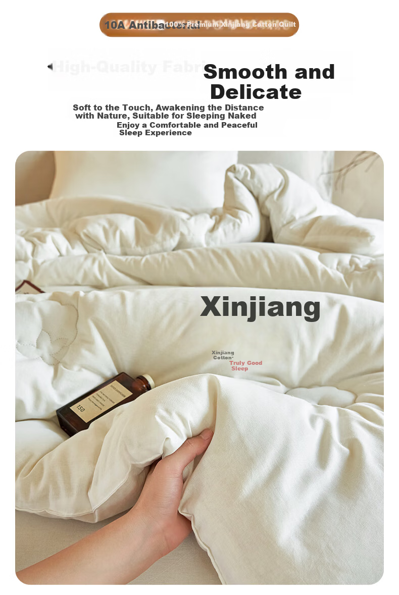 Grace 10A Antibacterial 100% Xinjiang Cotton Quilt Double Home Four Seasons Cotton Quilt Core Spring and Autumn Quilt 150*200cm 4 Jin 3