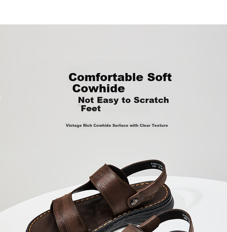 CAMEL Comfortable Soft Cowhide Breathable Dual-Wear Durable Business Casual Leather Sandals for Dad G15M211027 Brown Size 43 3