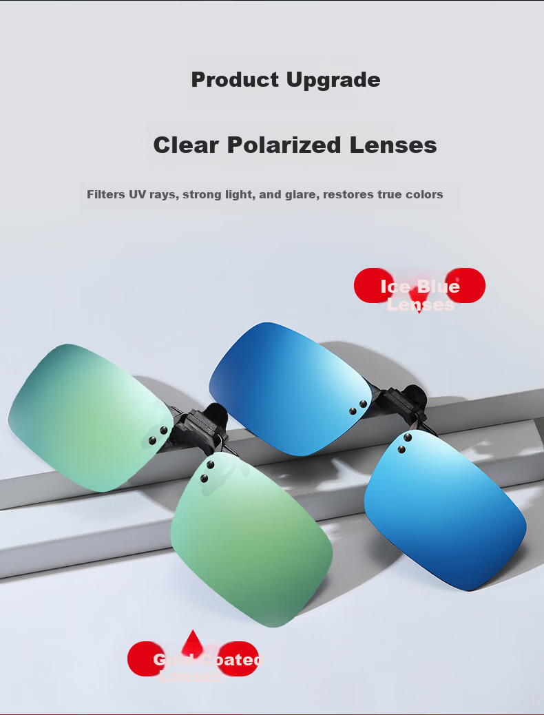 Liangshihui Polarized Clip-On Sunglasses Photochromic Clip-On Ultra-Light Clip-On for Prescription Glasses Round 1